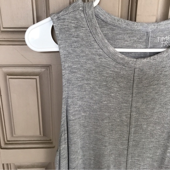 Time and Tru SzM Summer Tee Shirt Dress Sleeveless Knee Length Gray - Picture 4 of 5